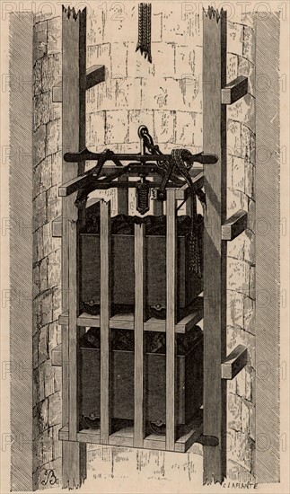 Fontaine's safety cage for mine shafts