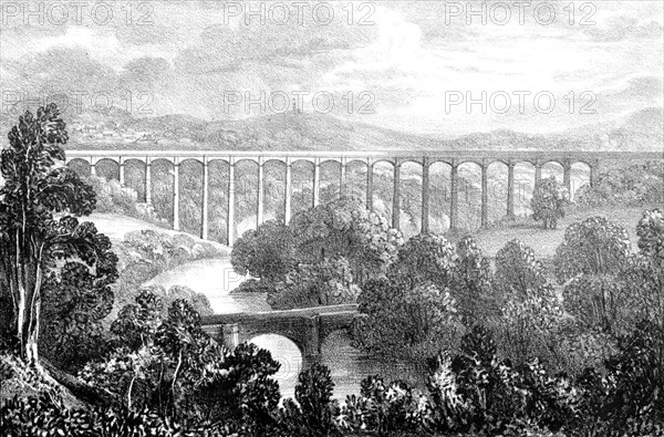 Pont-y-Cysyllte aqueduct on the Ellesmere Canal where it passes through the Vale of Llangollen, Wales