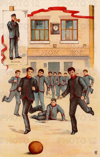 Game of football at Boy's Home, Stepney, London