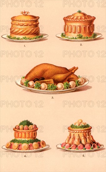 Game and poultry dishes garnished ready for serving