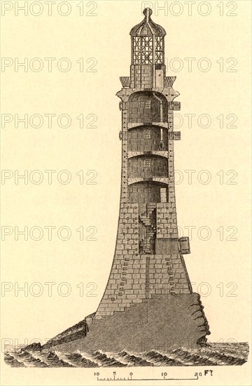 Sectional view of The fourth Eddystone lighthouse