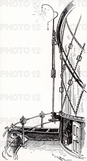 Fog signal being fired on the Eddystone lighthouse