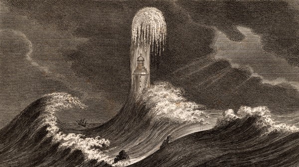 The fourth Eddystone lighthouse in heavy seas