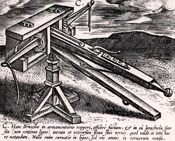 Mechanical crossbow on stand