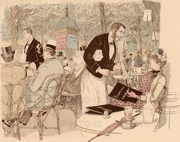 Taking refreshment on the terrace of a Parisian Café