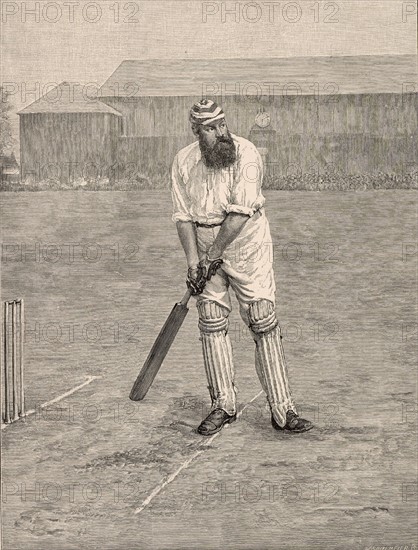 William Gilbert Grace sur un terrain de cricket