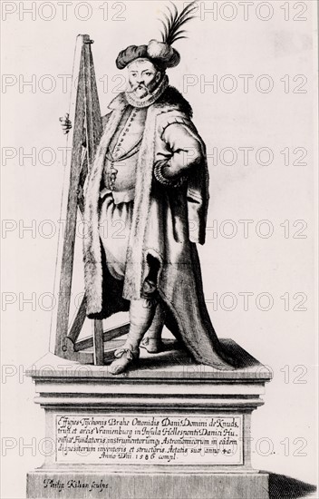 Tycho Brahe holding a sextant