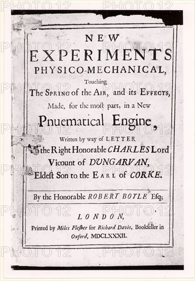 Title page of the third edition of "New Experiments Physico-Mechanical …"  by Robert Boyle