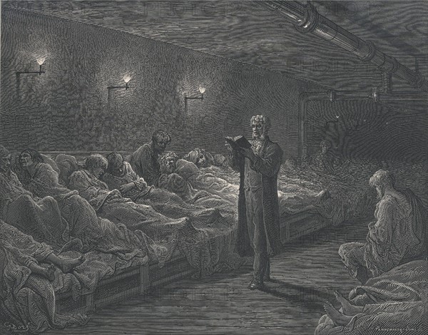 Scripture Reader in a Night Shelter