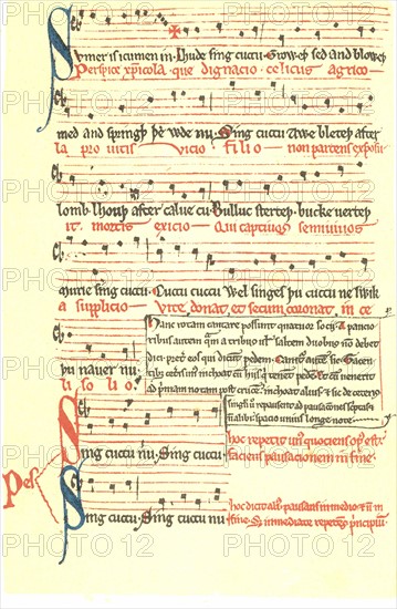 Facsimile of the traditional old Northumbrian round 'Sumer is icumen in'