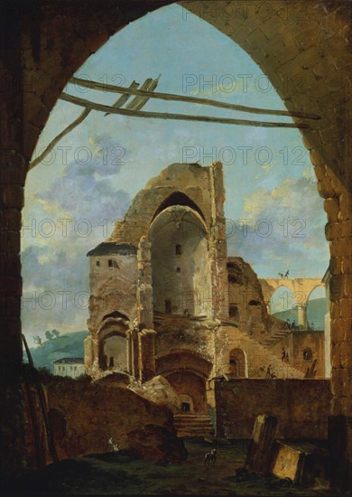 Demolition of the Abbey of Montmartre': Louis Gabriel Moreau (c1740-c1806), French painter and etcher. During the French Revolution the Abbey buildings were virtually demolished. The remains were so derelict by the mid-19th century that complete destruction was proposed. Between 1899-1905 a major restoration programme took place.