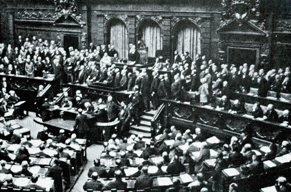 Von Bulow's last speech to the Reichstag, 16 June 1909. Bernhard Heinrich Karl Martin von Bulow (1849-1929) German Foreign Secretary 1897-1909. Responsible for Weltpolitik - colonial expansion. Reichschancellor 1900-1909.