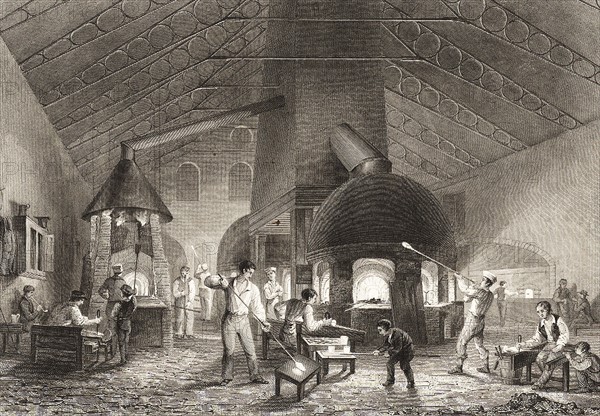 Men and boys at Aspley Pellatt's Falcon Glass Works