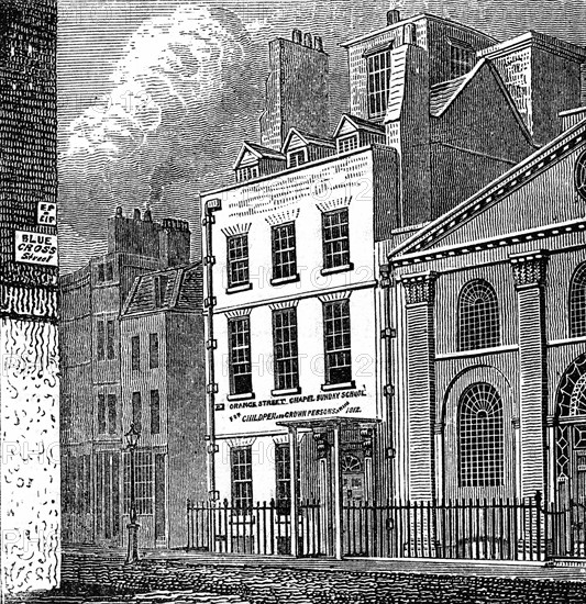 Isaac Newton's (1642-1727) house on corner of Orange and St Martin's Streets, London, as it appeared c1880. Wood engraving