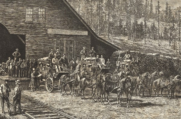 Scene at Reno station, Nevada, on the Central Pacific Railroad, c1876