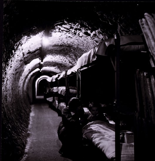 Bunk beds on  in a London underground tunnel