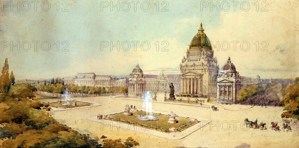 Dessin du Grand Palais pour l'exposition de Paris