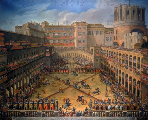 Representation of the tournament in the Court of Belvedere in the Vatican