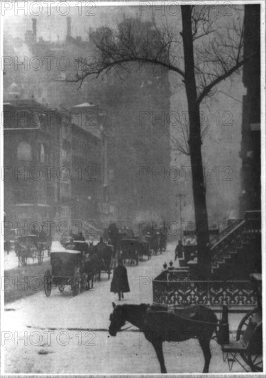 Calèches et neige à New York