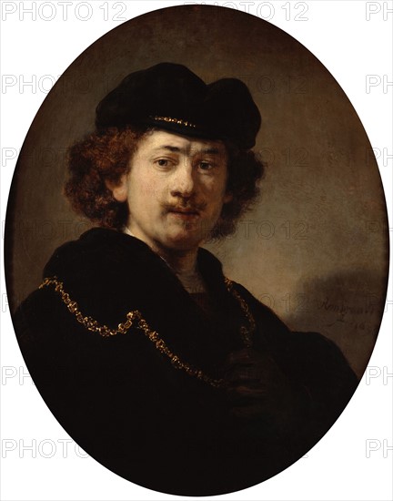 Rembrandt, Portrait de l'artiste avec un chapeau et une chaîne en or