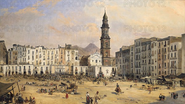 'Piazza del Carmine, Naples' by Jean-Auguste Bard