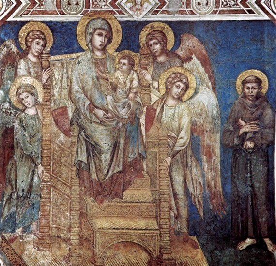 Cimabue, Madonna Enthroned with the Child, St Francis and Four Angels