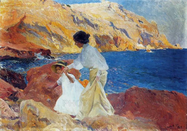 Sorolla, Clotilde et Elena sur les rochers à Javea