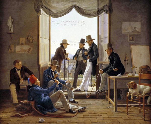 A company of Danish artists in Rome, 1837 by Carl Constantin Hansen