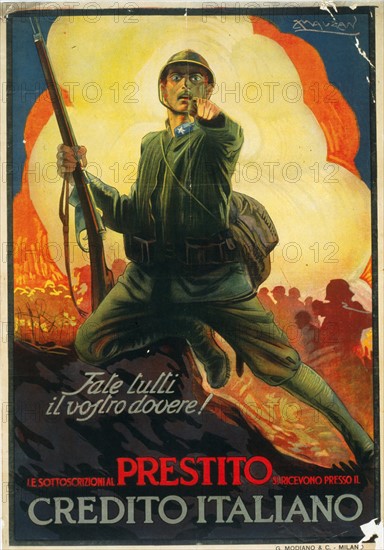 Affiche du gouvernement italien pour l'Emprunt de guerre