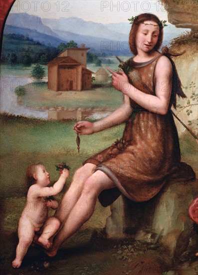 Zuccaro, Woman and child in a landscape
