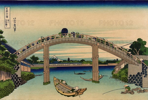 Hokusai, Fuji under the Mannen bridge