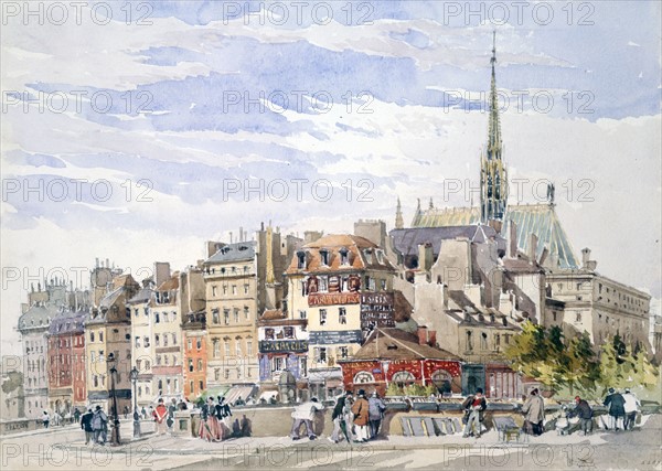 Sainte-Chapelle and the Palais de Justice by the Quay Pont Saint-Michel'