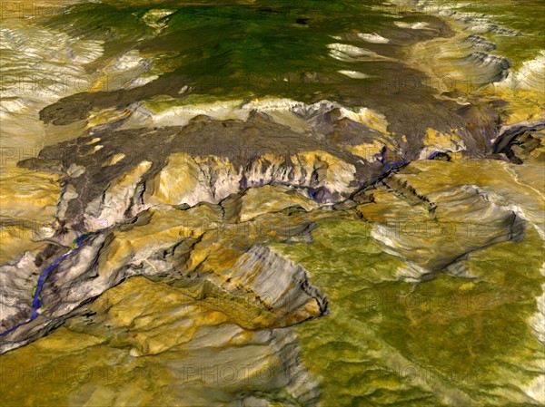 Satellite thermal emission and reflection image of the Grand Canyon