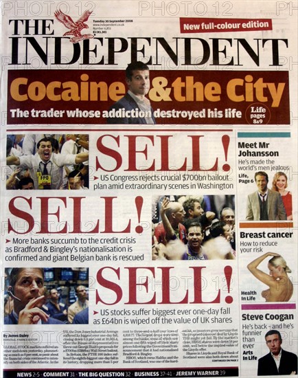 Première page de "The Independent"