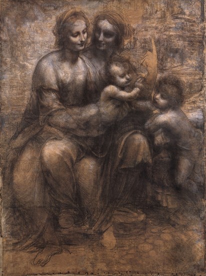 De Vinci, "La Vierge, l'Enfant Jésus avec sainte Anne et saint Jean Baptiste"