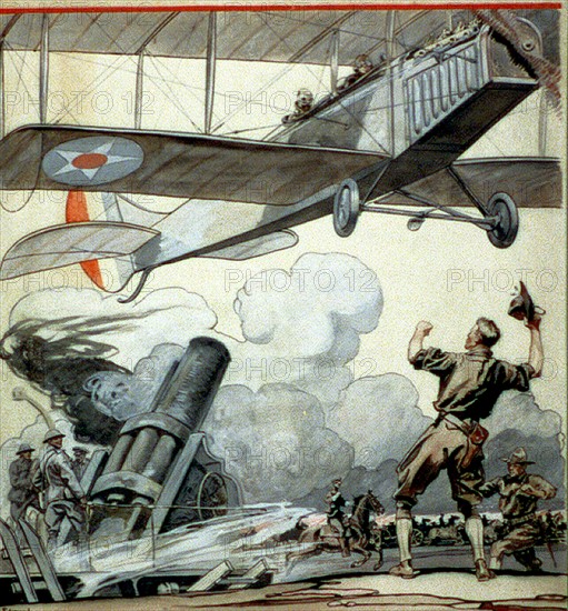 Penfield, Airplane, artillery gun and soldiers