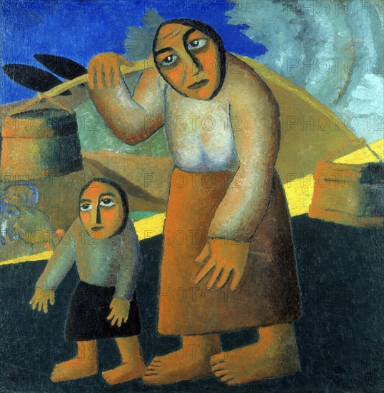 Malevich, Peasant Woman with Buckets and Child