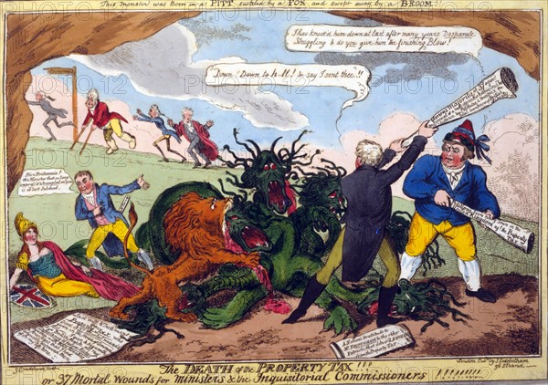 Cruikshank, "La mort de l'Impôt foncier!"