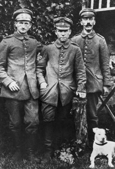 Adolf Hitler as a German soldier with comrades during World War I