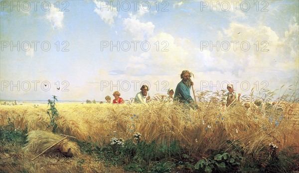 Peasants gather the harvest' by Gregory Grigorjewitsch Mjassojedow