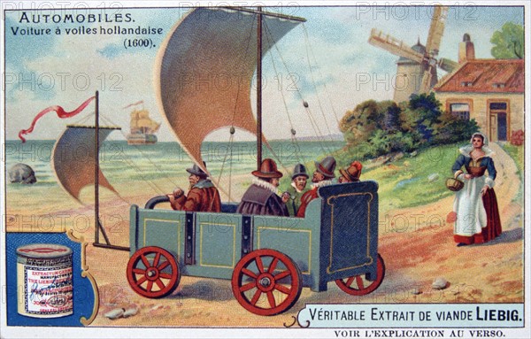 Wind-powered  cart fitted with sails