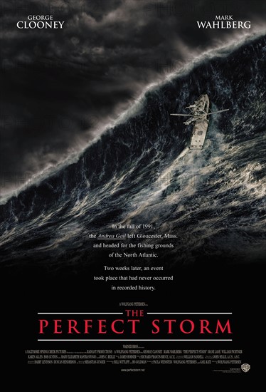 Film Poster showing Rising waves during a perfect storm event