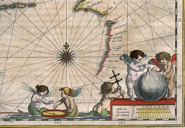 Detail of a map of The Indies, 1635