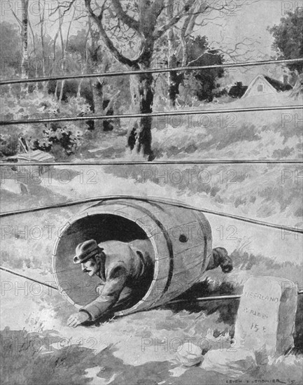 Electrified fence between occupied Belgium and free Holland, 1915