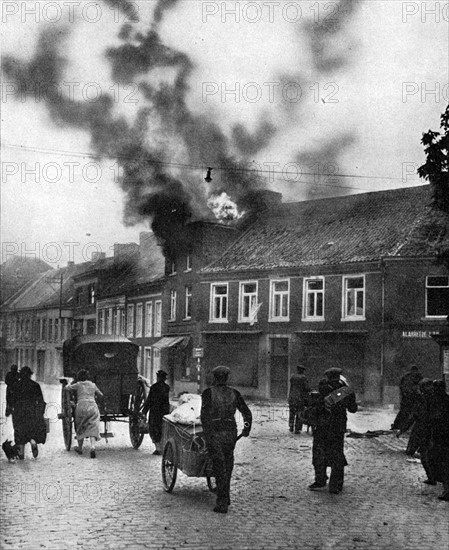 A German raid on a Belgian town, 1940