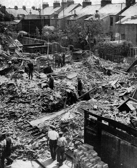 Bomb damage in a Cambridge street