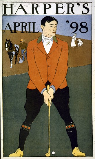 Harper's April 1898 Man in foreground playing golf