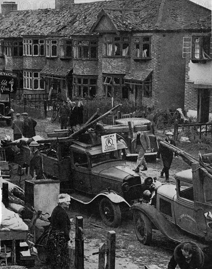 Bomb damage in a suburban street