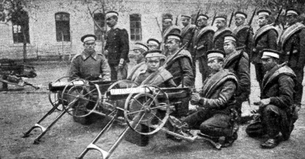 Bulgarian Army field artillery unit with guns unlimbered and ready for actioin