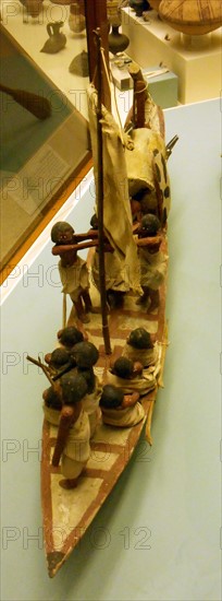 Model of military boat found in an Egyptian tomb